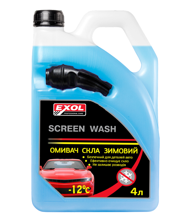 Рідина для склоомивоча EXOL, свіжість, зима, -12 °С, 4л